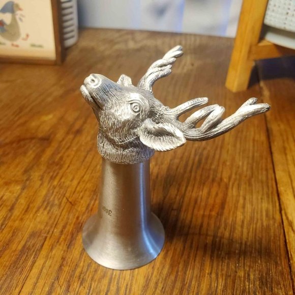 Jäegermeister Pewter Deer Head Stag Shot Glass 3 1/2 inch Pre-Owned - Picture 1 of 6